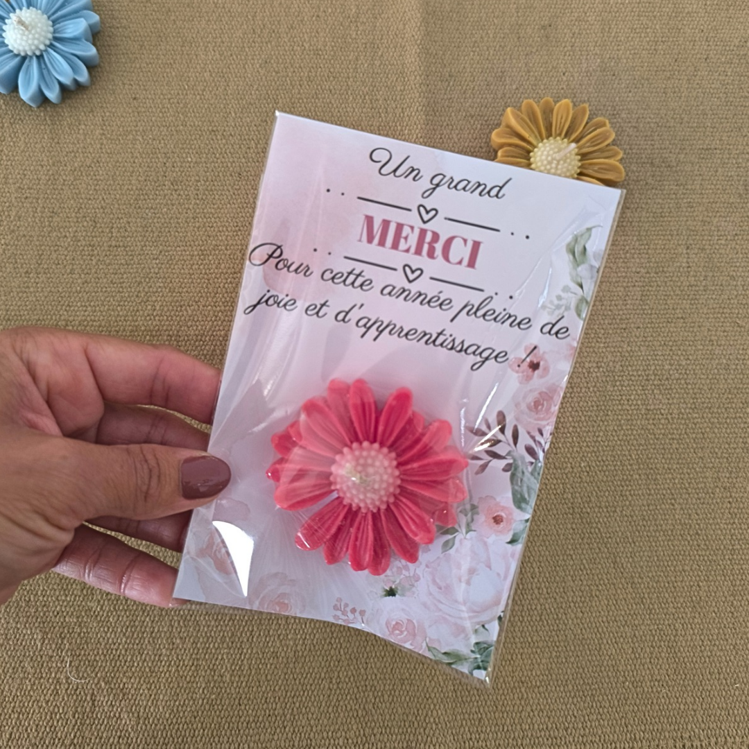 Carte de remerciement avec Bougie Marguerite